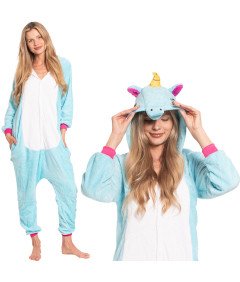 Ženska pižama kombinezon Kigurumi Onesie kostum Pegaz Modri