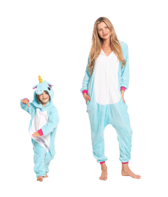 Ženska pižama kombinezon Kigurumi Onesie kostum Pegaz Modri