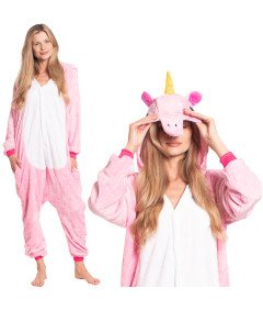 Ženska pižama Kombinezon Kigurumi Onesie Kostum Pegaz Roza