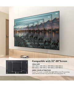BONTEC Stenski nosilec za TV 32-84'' Črn VESA 600x400mm