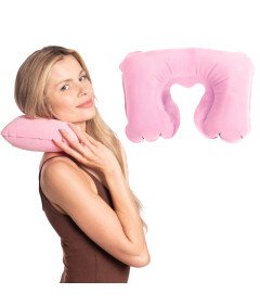 AJK Poduszka Podróżna Dmuchany Zagłówek Turystyczny Ergonomiczny Różowa