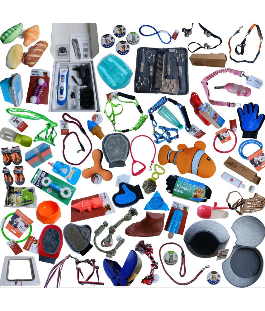 Set več kot 70 pripomočkov za živali Ovratnice Povodci Igrače Nega