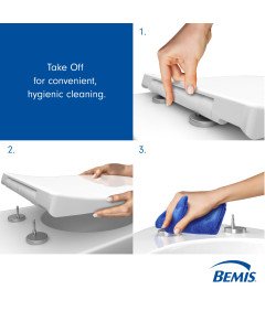 Bemis D-oblika WC deska Počasi spuščajoča Univerzalna Tiha Bela
