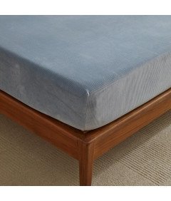 ARYURBU Prześcieradło Flanelowe z Gumką Miękkie 180x200 cm Szaro–Niebieskie