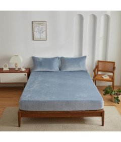 ARYURBU Prześcieradło Flanelowe z Gumką Miękkie 180x200 cm Szaro–Niebieskie