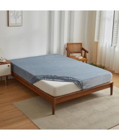 ARYURBU Prześcieradło Flanelowe z Gumką Miękkie 180x200 cm Szaro–Niebieskie