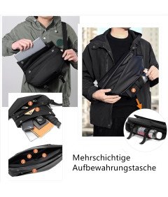 Torba na Ramię Męska Wodoodporna z Magnetycznym Zapięciem i Zamkiem Czarna