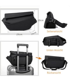 Torba na Ramię Męska Wodoodporna z Magnetycznym Zapięciem i Zamkiem Czarna