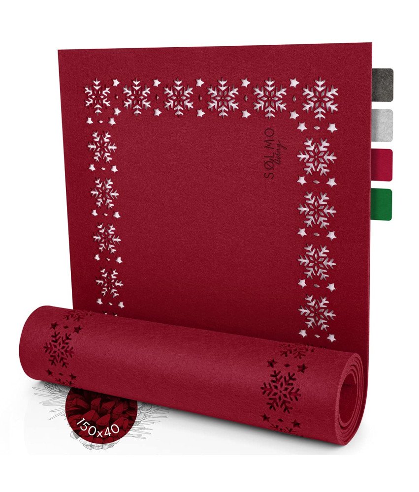 Sölmo Bieżnik na Stół Design Świąteczny Filc 150x40cm Czerwony Skandynawski