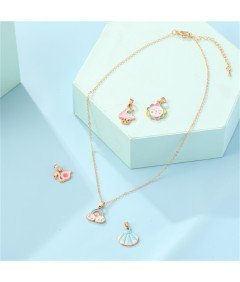 Naszyjnik Wisiorek  Damski Srebro 925 Motyl Tęcza Prezent 5 Zawieszek