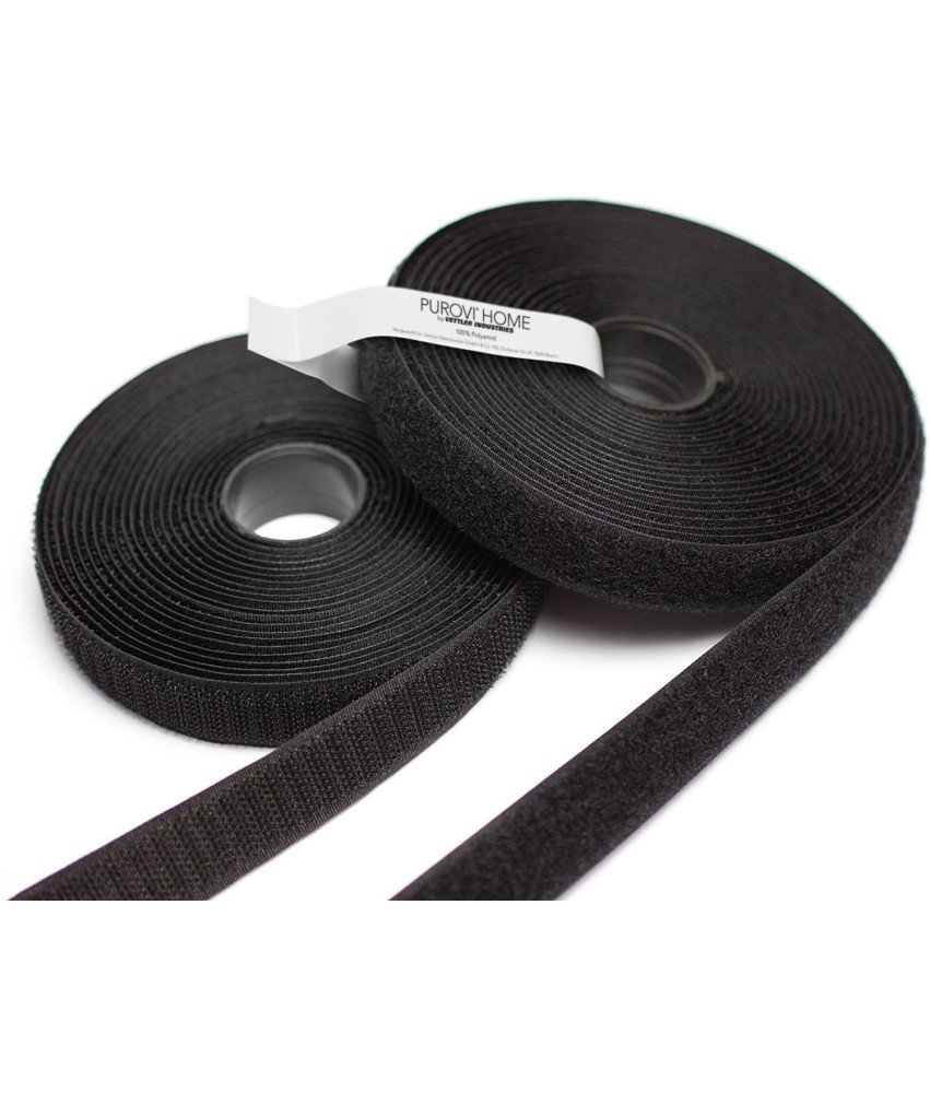 PUROVI Velcro Trak Obračunski Močan v Roli Širina 20mm Črna 5m
