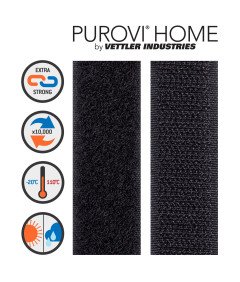 PUROVI Velcro Trak Obračunski Močan v Roli Širina 20mm Črna 5m