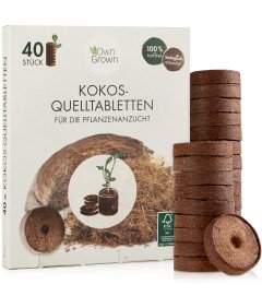 OwnGrown Tabletki Pęczniejące do Sadzonek 40 szt. Kokosowe Bez Torfu Uprawa