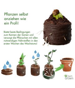 OwnGrown Tabletki Pęczniejące do Sadzonek 40 szt. Kokosowe Bez Torfu Uprawa