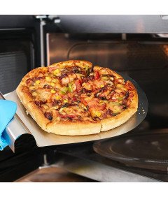 TULEBOLIAN Łopata do Pizzy ze Stali Nierdzewnej 34x28 cm Tacka z Uchwytem