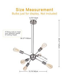 OYIPRO Żyrandol Sputnik Futurystyczna Lampa 6-Punktowy Regulowana Wysokość