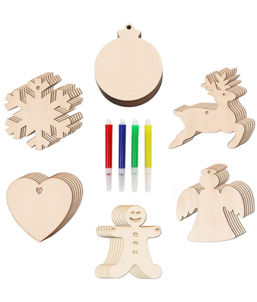 Leseni Božični Okraski DIY 36 Kosov Markerji Vrvica za Božič