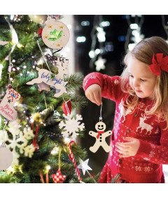 Leseni Božični Okraski DIY 36 Kosov Markerji Vrvica za Božič