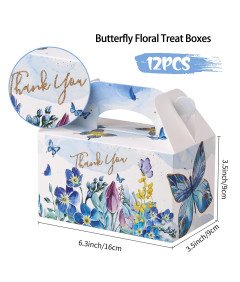 Giiffu Pudełka Prezentowe w Niebieskie Motyle i Kwiaty 16x9x9 cm 12 Sztuk