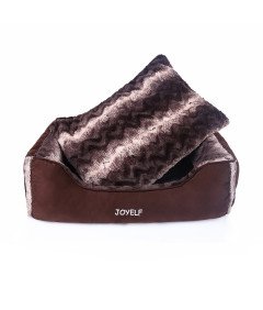 Legowisko dla Psa 76x56x17,5 cm Pluszowe z Pokrowcem i Zabawką Brązowe