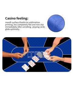 LaiEr Poker miza za 10 igralcev, protizdrsna gumijasta, 180x90 cm, modra.