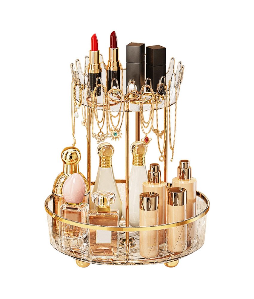 Zouboto Vrtljivi Organizator Kozmetike 2 Nivoja 360° Zlat 30,5 x 26 cm