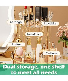 Zouboto Vrtljivi Organizator Kozmetike 2 Nivoja 360° Zlat 30,5 x 26 cm