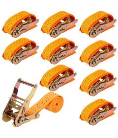 Zestaw 10 Pasów Mocujących z Klamrą 6 m x 25mm nośność 800 kg Pomarańczowy