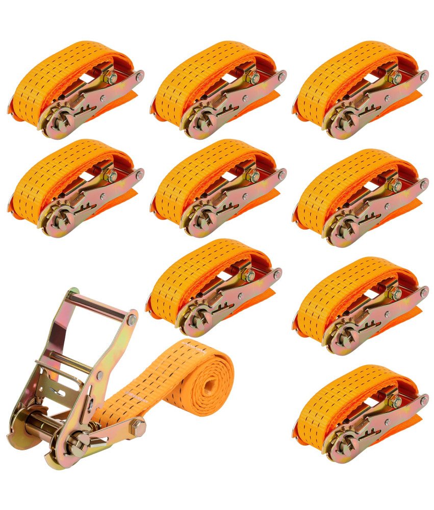 Set 10 pritrdilnih trakov z zaponko 6 m x 25 mm nosilnost 800 kg oranžni