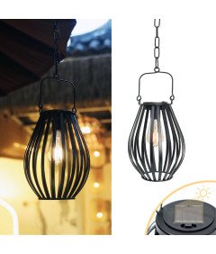 LUCOZA Wisząca Lampa Solarna Ogrodowa Metalowa z Łańcuchem IP44 Retro