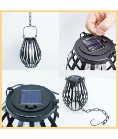 LUCOZA Wisząca Lampa Solarna Ogrodowa Metalowa z Łańcuchem IP44 Retro