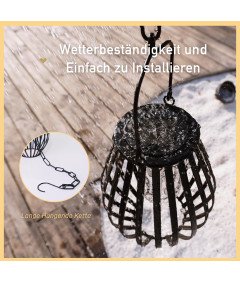 LUCOZA Wisząca Lampa Solarna Ogrodowa Metalowa z Łańcuchem IP44 Retro