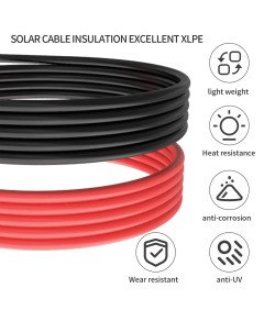 Przedłużacze Solarne 2x9 m Czerwony i Czarny IP67 Złącza Samoblokujące
