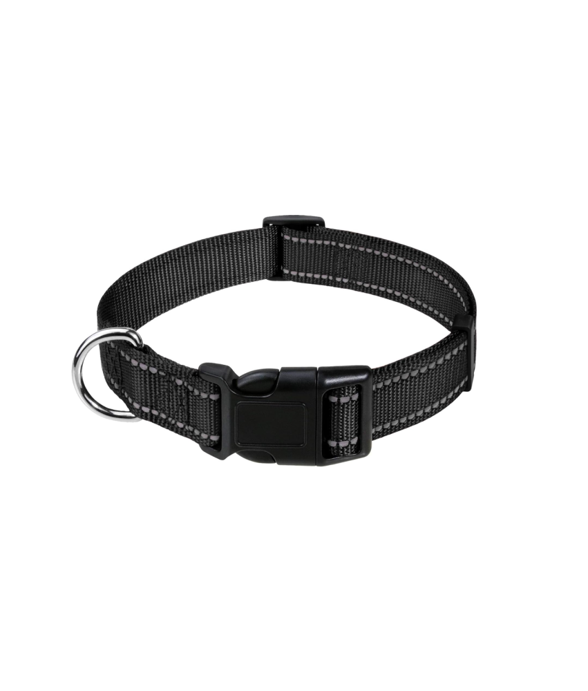 TagME odsevna najlonska ovratnica za pse s hitrim zapenjanjem črna XS