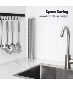 Składana Suszarka do Naczyń Odporna na Ciepło 32x45 cm Do 32 kg Srebrna