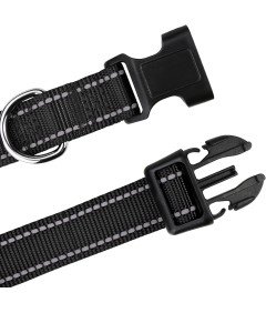 TagME odsevna najlonska ovratnica za pse s hitrim zapenjanjem črna XS