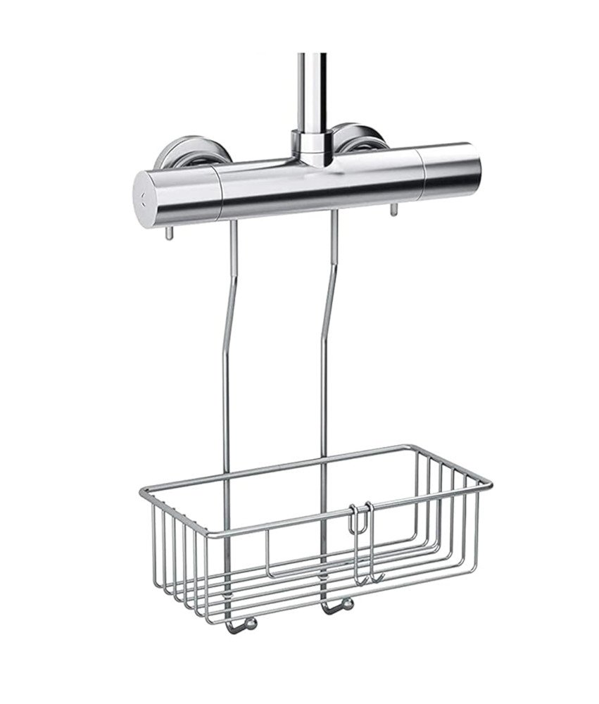 Bamodi Regał Prysznicowy 2 szt. Bez Wiercenia Stalowy Regulowany Łazienkowy