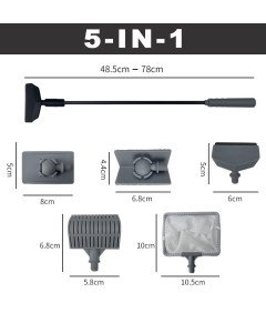 Zestaw do Czyszczenia Akwarium Regulacja 45–78 cm Antypoślizgowy 5 Końcówek