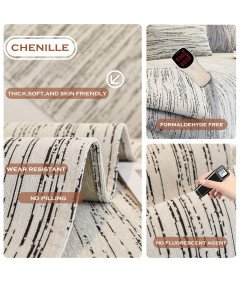 Prevleka za kavč iz ženilja, nedrseča, mehka, 90x240 cm, bela in črna