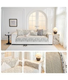 Prevleka za kavč iz ženilja, nedrseča, mehka, 90x240 cm, bela in črna