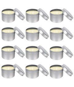 LUKIUP Set 12 Kovinskih Posodic za Sveče 120 ml Srebrne s Pokrovom