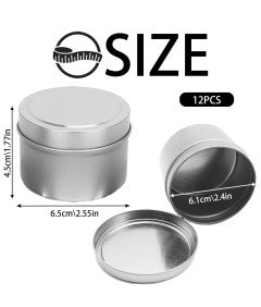 LUKIUP Set 12 Kovinskih Posodic za Sveče 120 ml Srebrne s Pokrovom