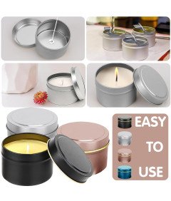 LUKIUP Set 12 Kovinskih Posodic za Sveče 120 ml Srebrne s Pokrovom