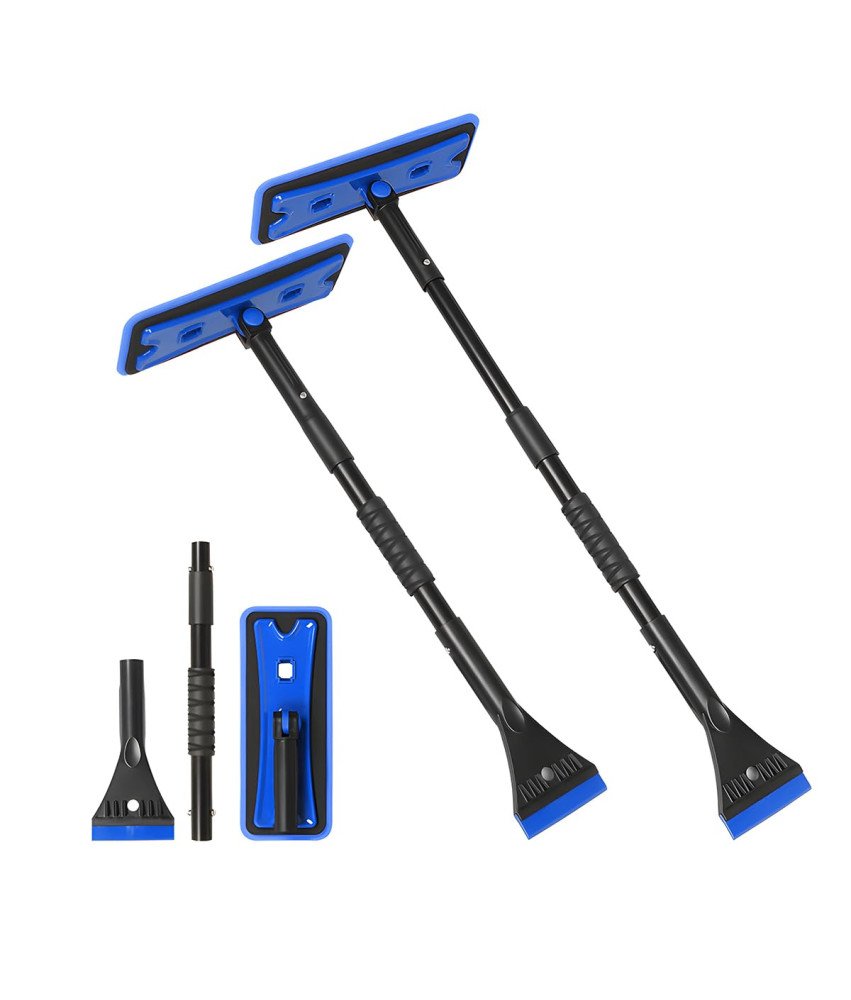 Skrobaczka i Szczotka do Śniegu 3  w  1 Obracana 360° Teleskopowa Niebieska