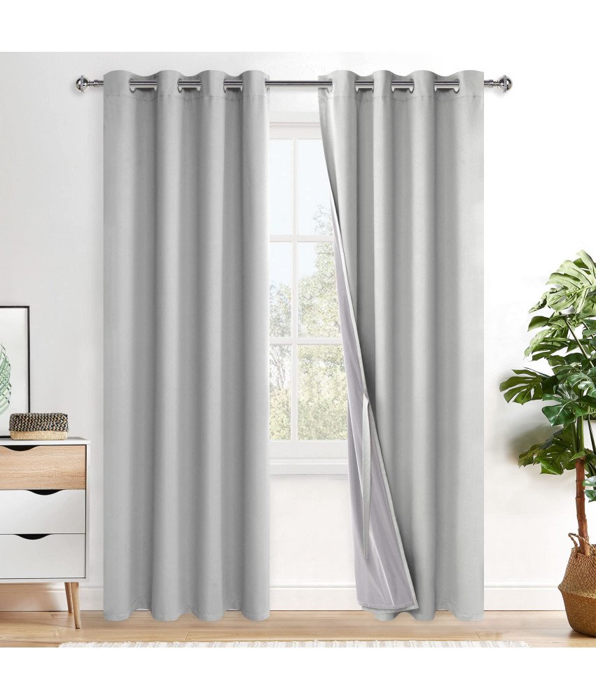 XWZO zatemnitvene dvoslojne zavese z obročki, 2 kosa, 260 x 140 cm, sive