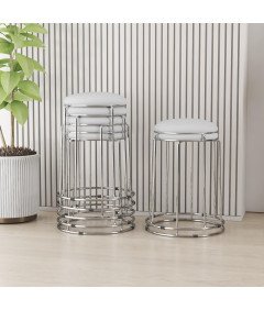 Krzesła Kuchenne Hokery Barowe Skóra PU Metalowe 4 Sztuki 31x31x47 cm Białe
