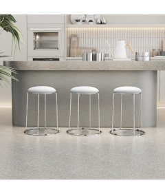 Krzesła Kuchenne Hokery Barowe Skóra PU Metalowe 4 Sztuki 31x31x47 cm Białe