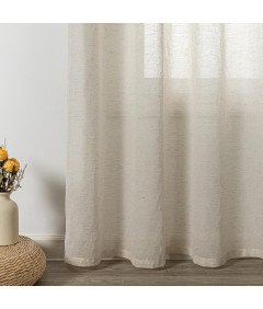 Zasłony na Przelotkach 2 Sztuki 245x140cm Półprzezroczyste Wygląd Lnu Białe