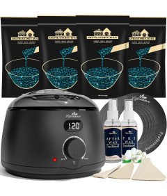 Set za depilacijo z voskom, grelec, kroglice voska 400g, komplet pripomočkov