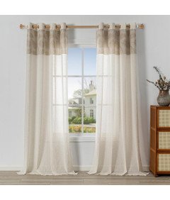 Zasłony Firanki na Przelotkach Oczka Beżowe 260x140 cm 2 sztuki